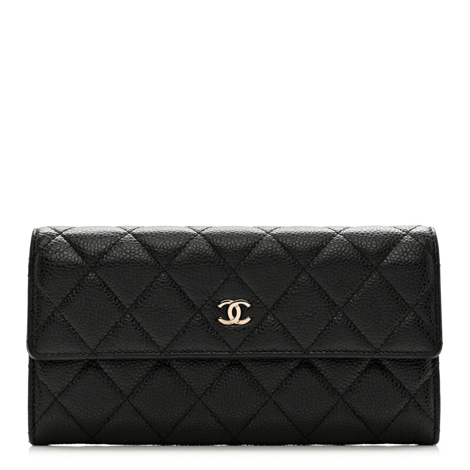 Chanel Caviar Quilted Large Gusset Flap Wallet Black 1 of 8