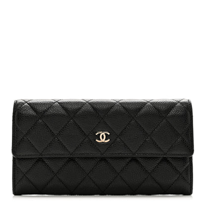 Chanel Caviar Quilted Large Gusset Flap Wallet Black 1 of 8