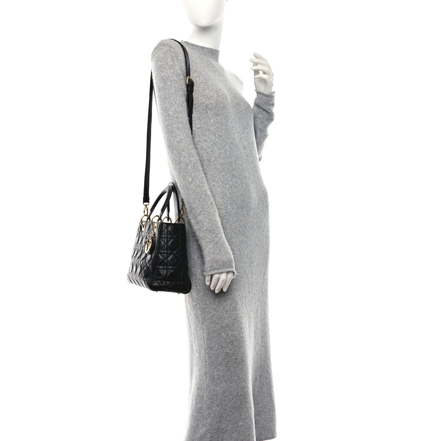 Lambskin Cannage Medium Lady Dior Black