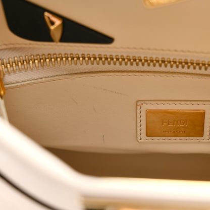 Fendi Vitello Seta Snakeskin Monster Eyes Medium Peekaboo Iconic Satchel  Amido Sand Black 35 of 57