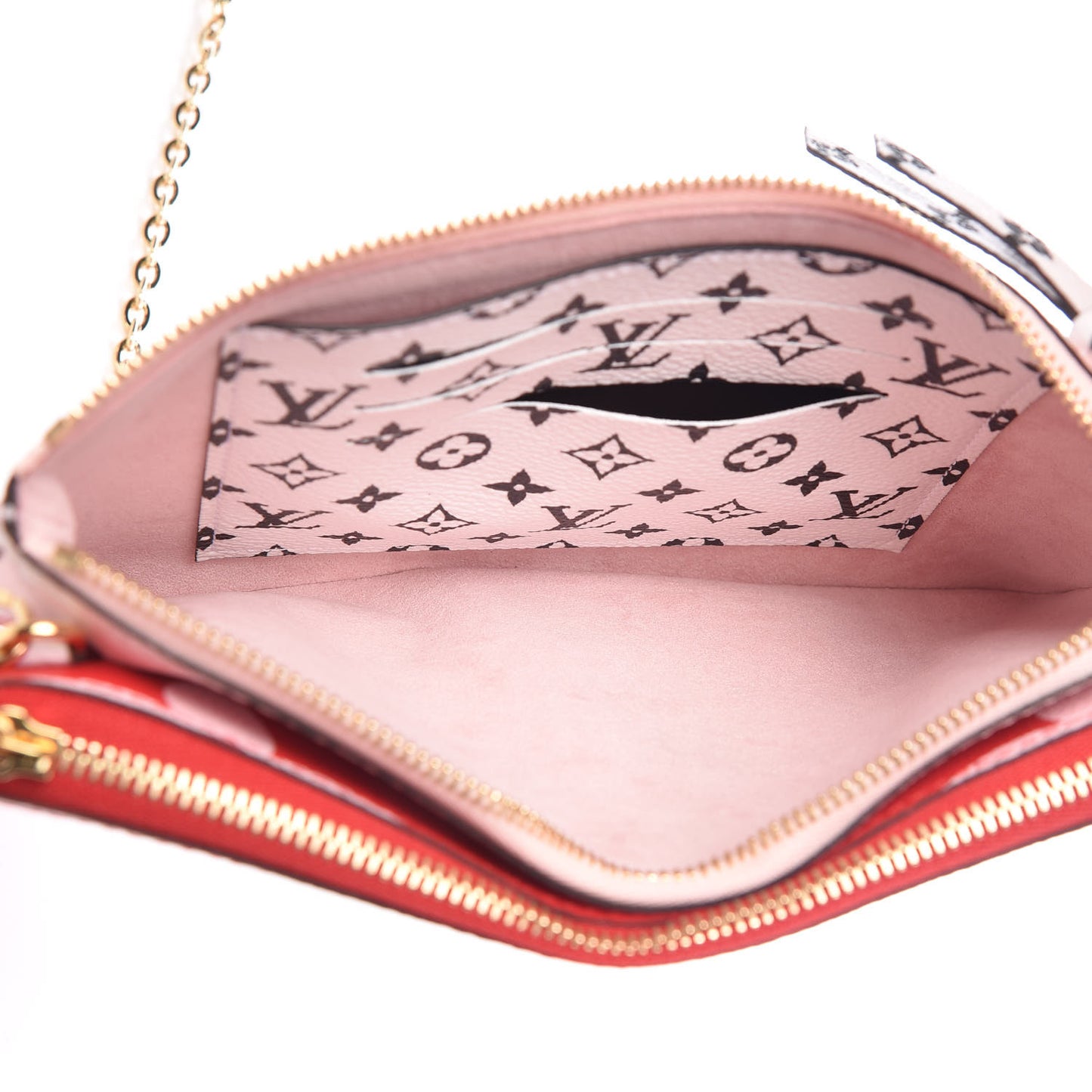Monogram Giant Double Zip Pochette Rouge