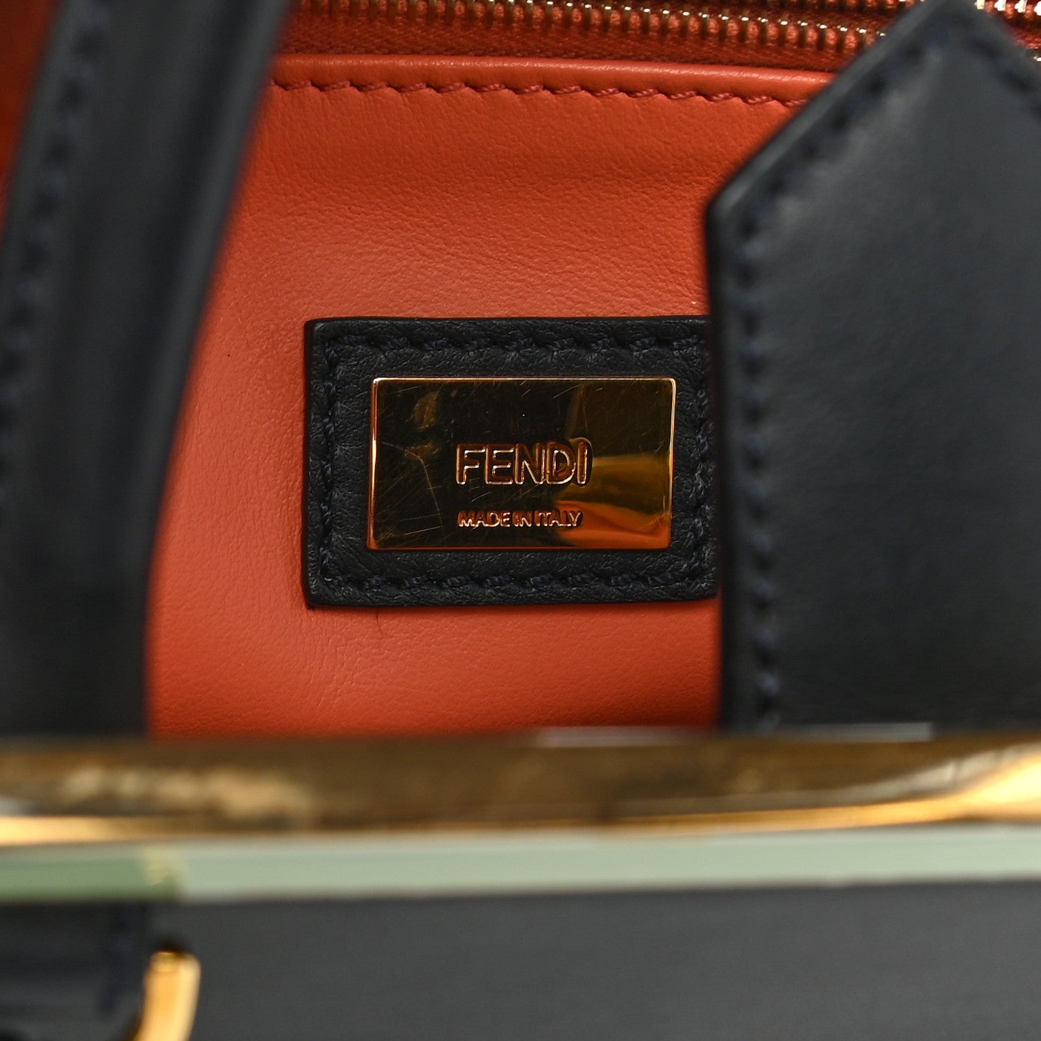 Fendi Vitello Dolce Century Petite 2Jours Tote Blue Notte Terracotta 6 of 11