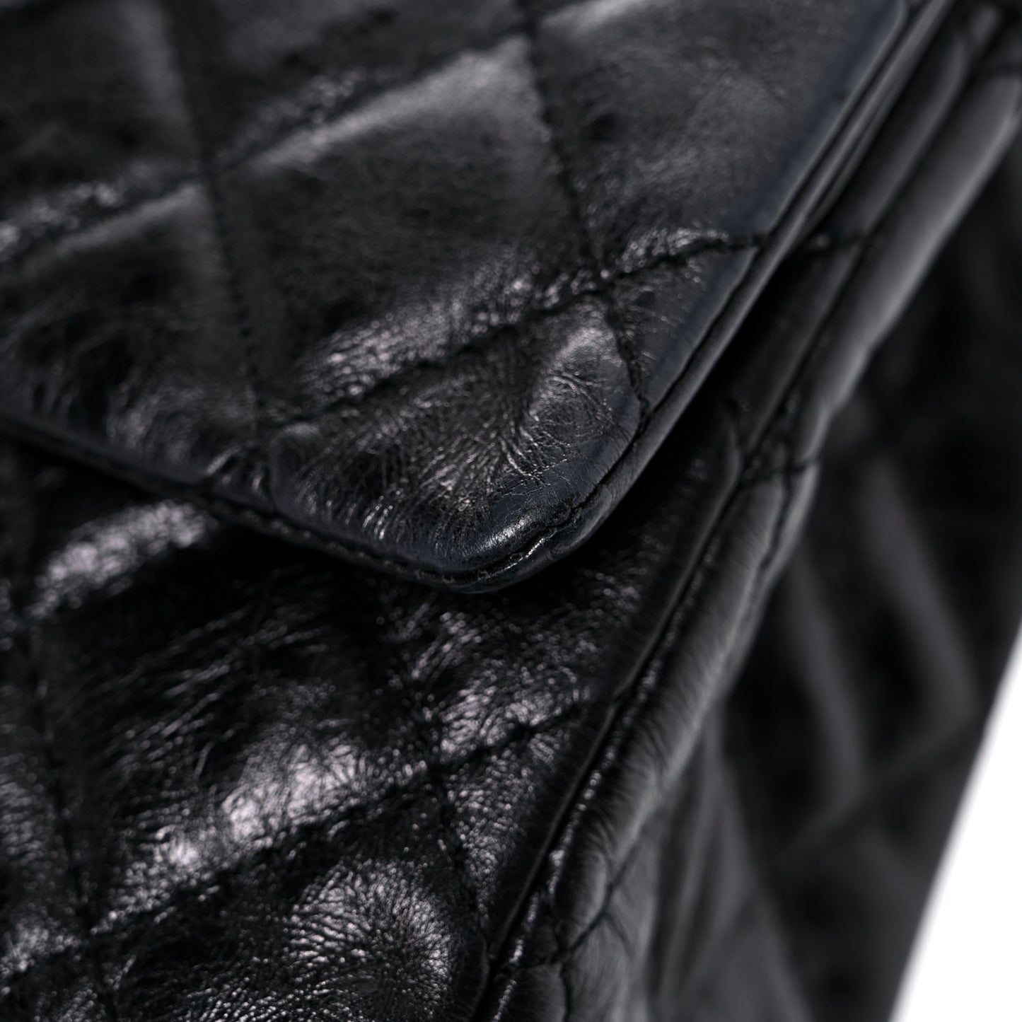 Metallic Aged Calfskin Quilted 2.55 Reissue 227 Flap So Black