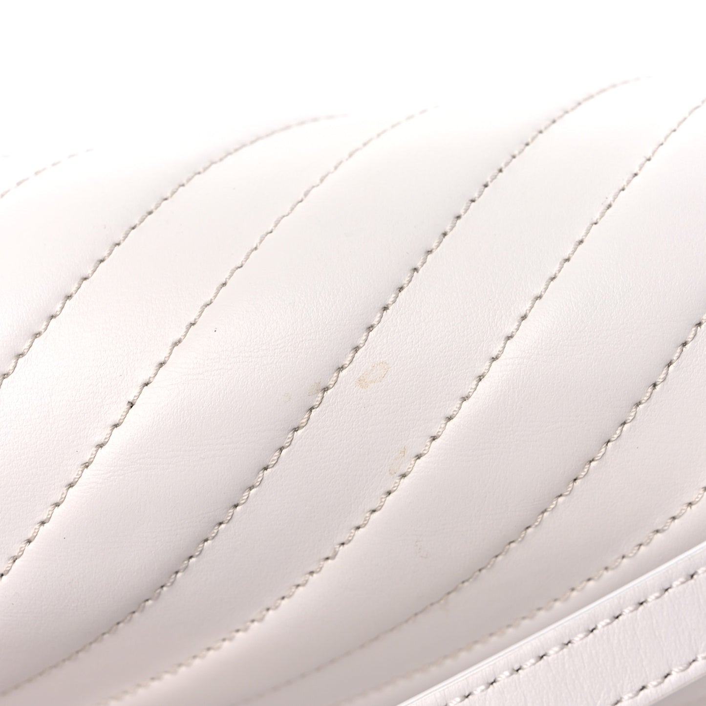 Calfskin Striped Diag Binder Flap Bag White
