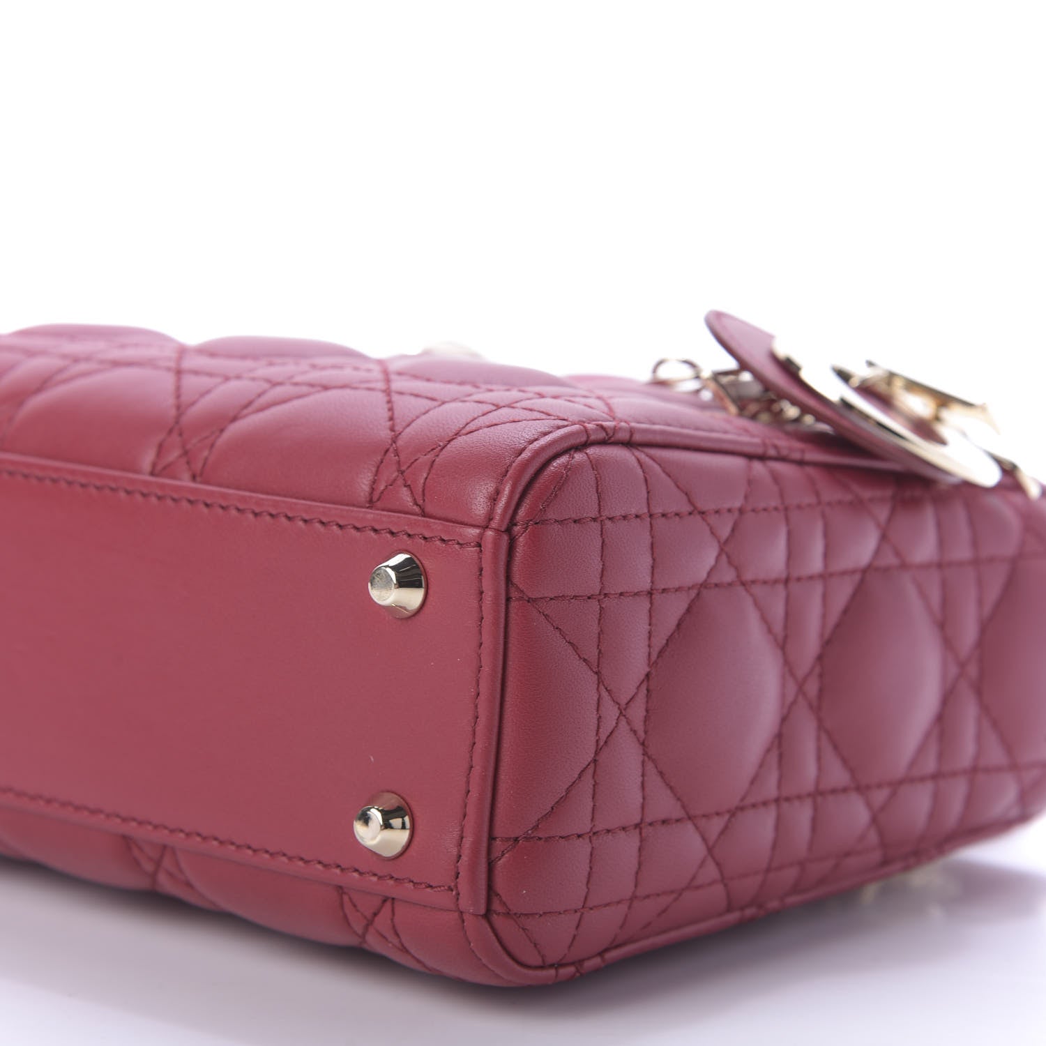 Christian Dior Lambskin Cannage Mini Lady Dior Burgundy 7 of 8