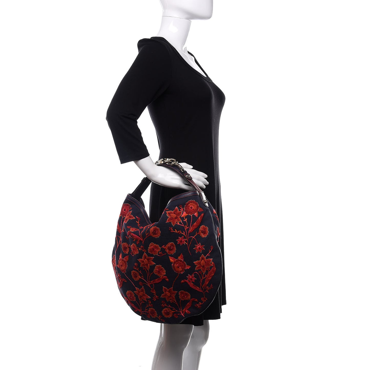 Canvas Embroidered Wave Hobo Blue Red
