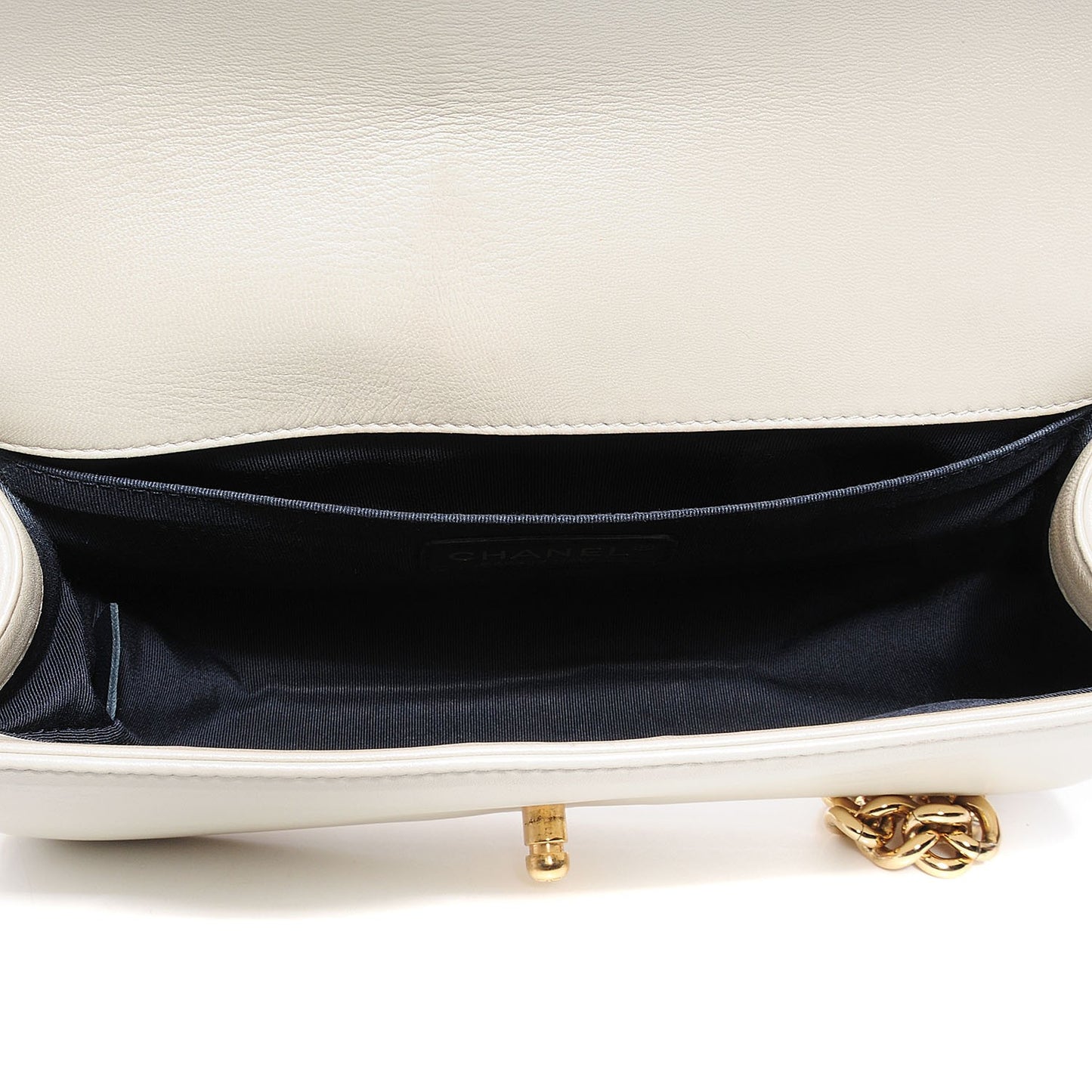 Lambskin Embossed Medium Boy Cube Flap White Red