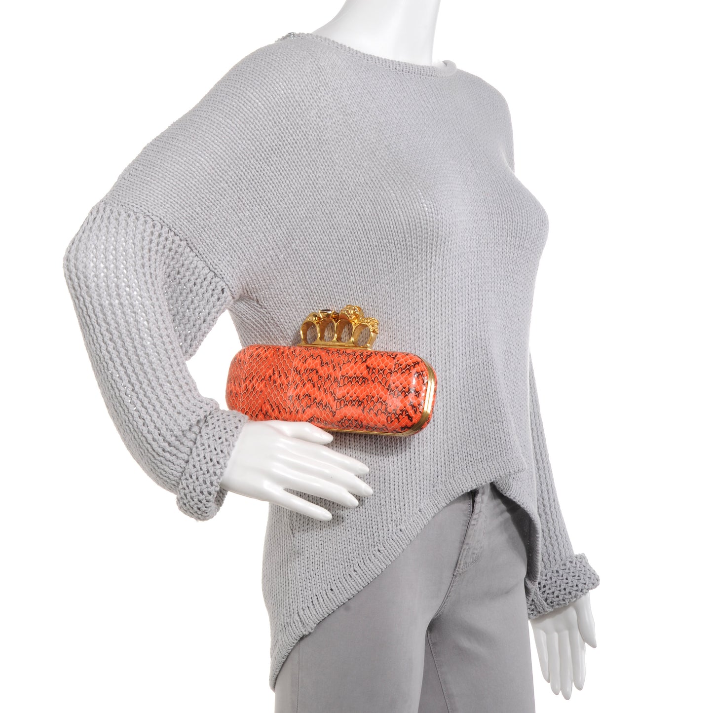 Whipsnake Skull Knucklebox Clutch Orange