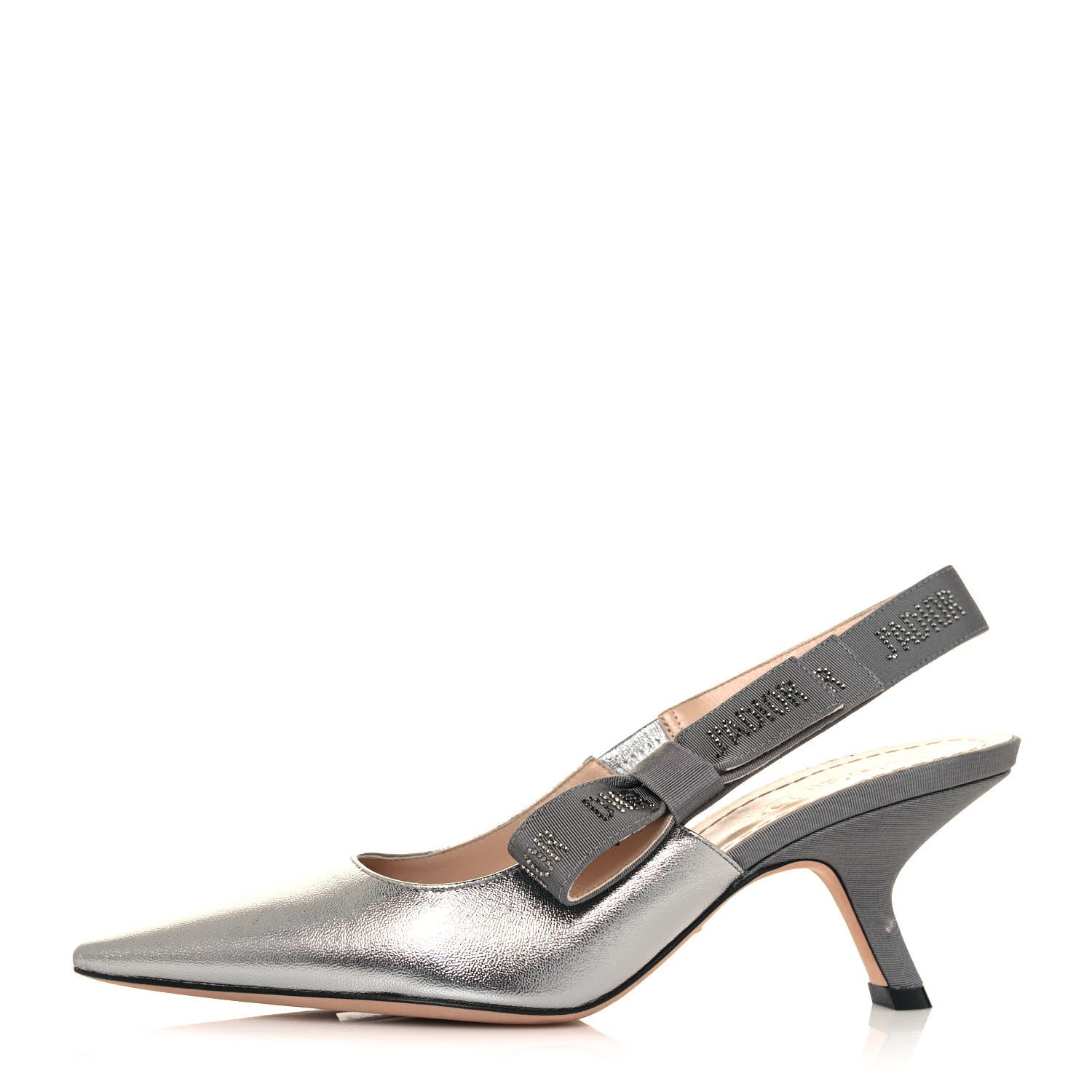 Christian Dior Laminated Lambskin Ribbon Crystal J'Adior Slingback 65mm Pumps 36.5 Steel 1 of 8