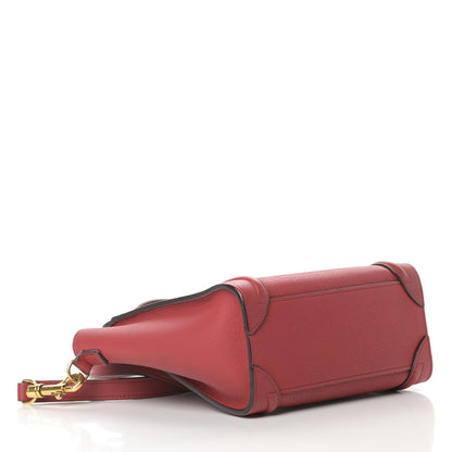Celine Drummed Calfskin Nano Luggage Red 4 of 16