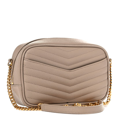Saint Laurent Grain De Poudre Matelasse Monogram Mini Lou Camera Bag Dark Beige 3 of 11