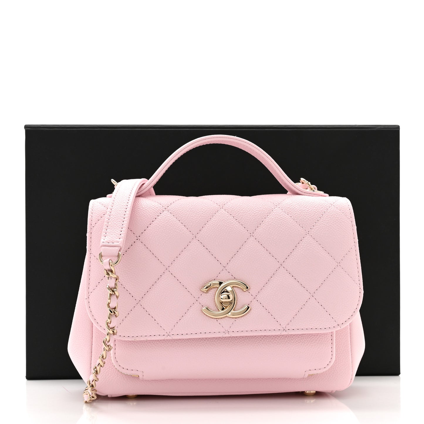 Caviar Quilted Small Business Affinity Flap Light Pink