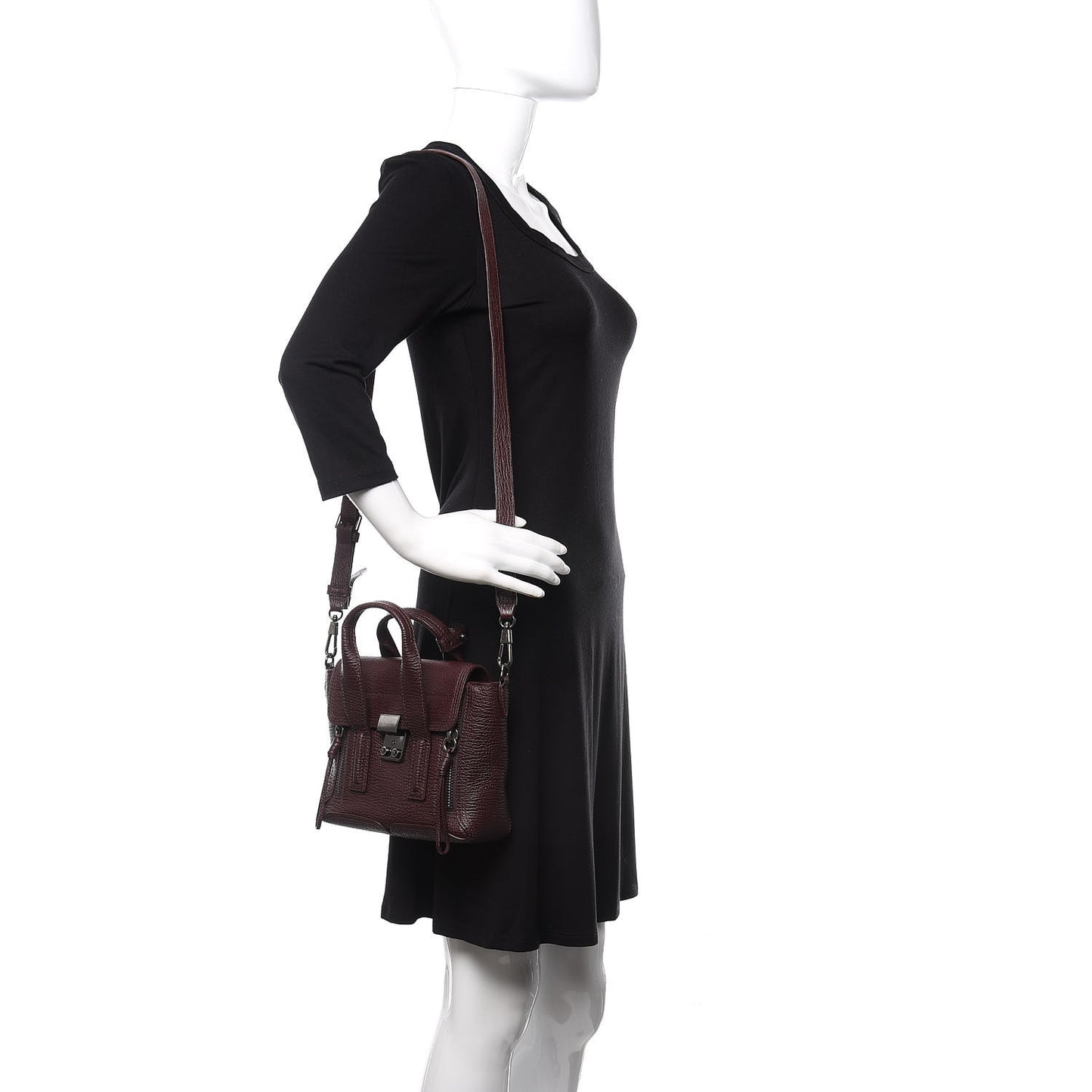 3.1 Textured Calfskin Mini Pashli Satchel Burgundy