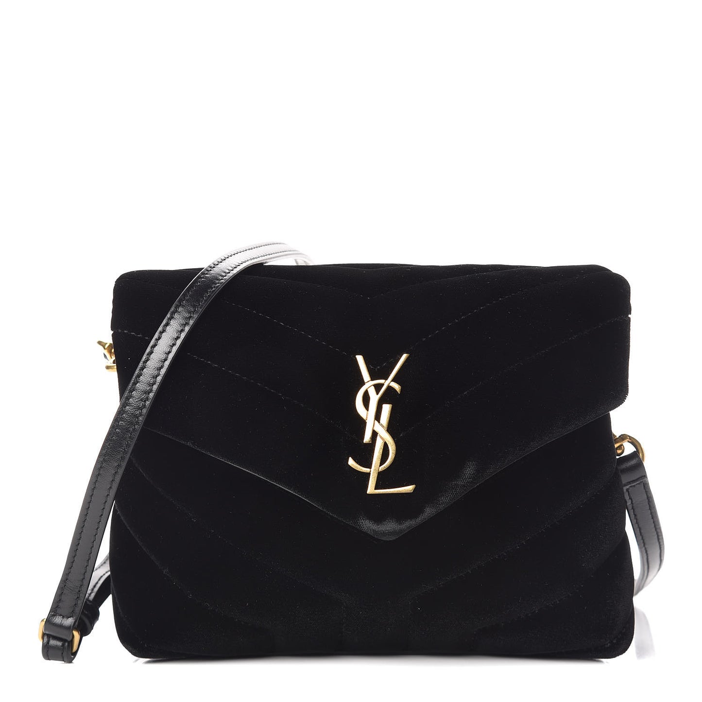 Velvet Y Quilted Monogram Toy Loulou Crossbody Bag French Black