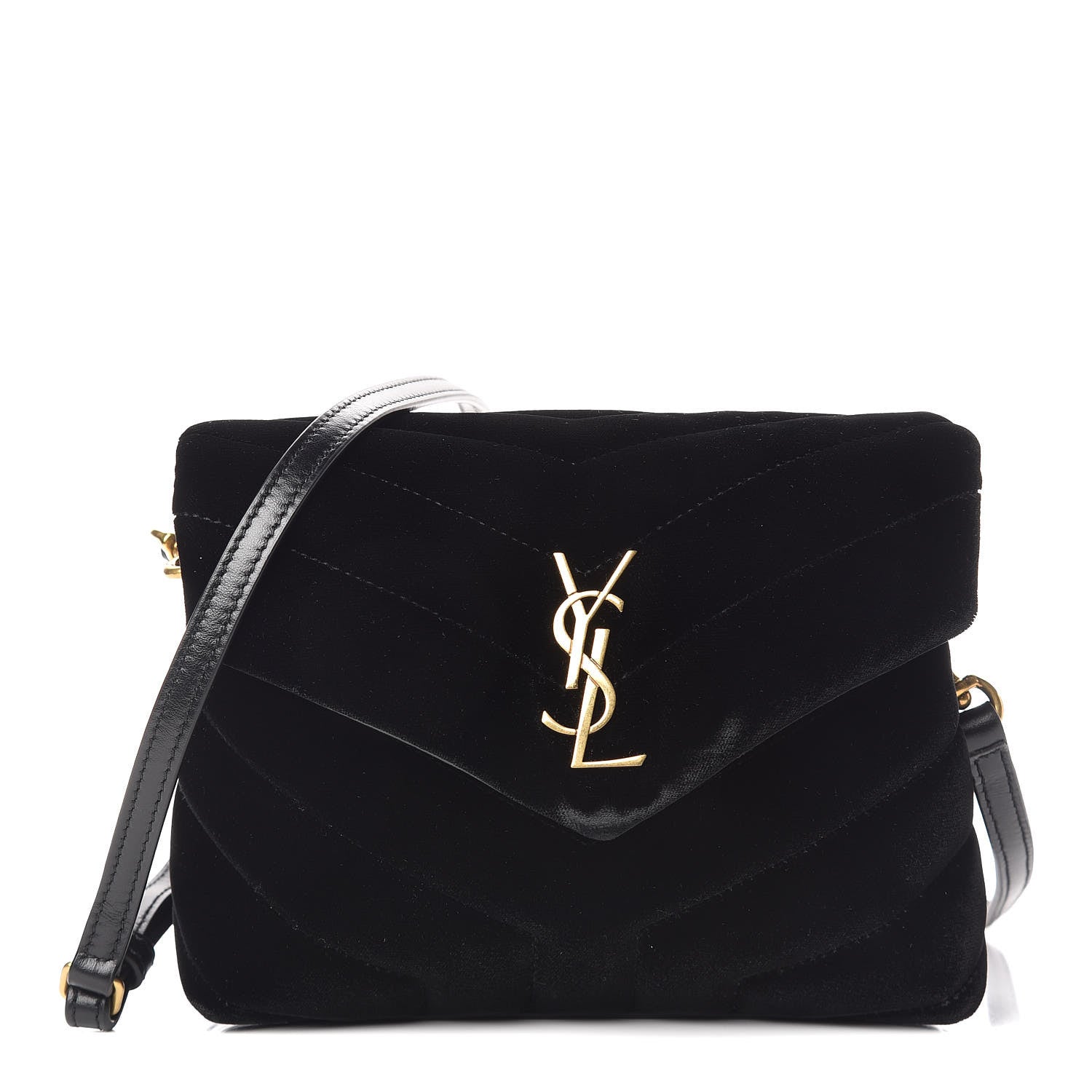Saint Laurent Velvet Y Quilted Monogram Toy Loulou Crossbody Bag French Black 1 of 14