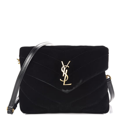 Saint Laurent Velvet Y Quilted Monogram Toy Loulou Crossbody Bag French Black 1 of 14