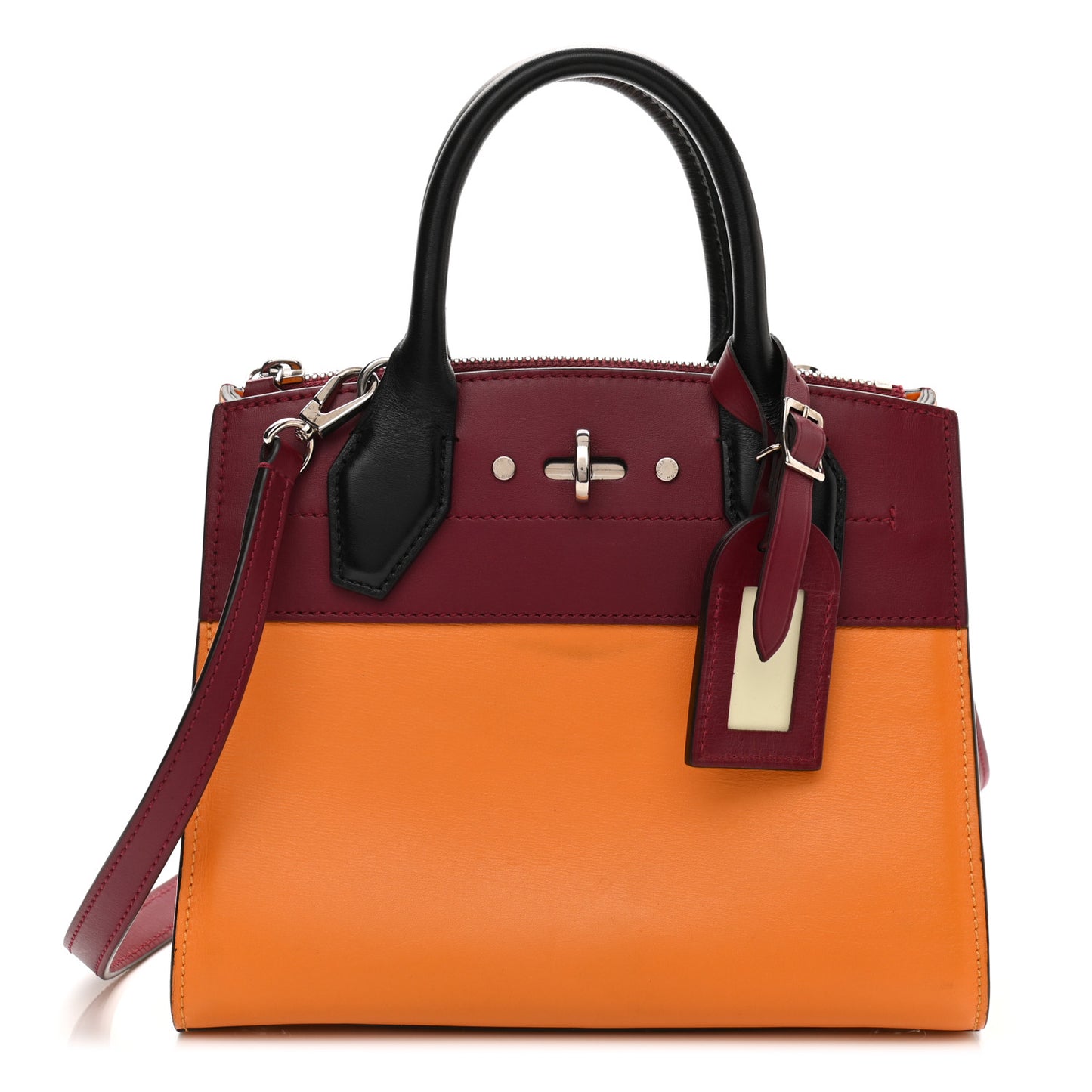 Calfskin City Steamer Mini Amaretto Burgundy Black