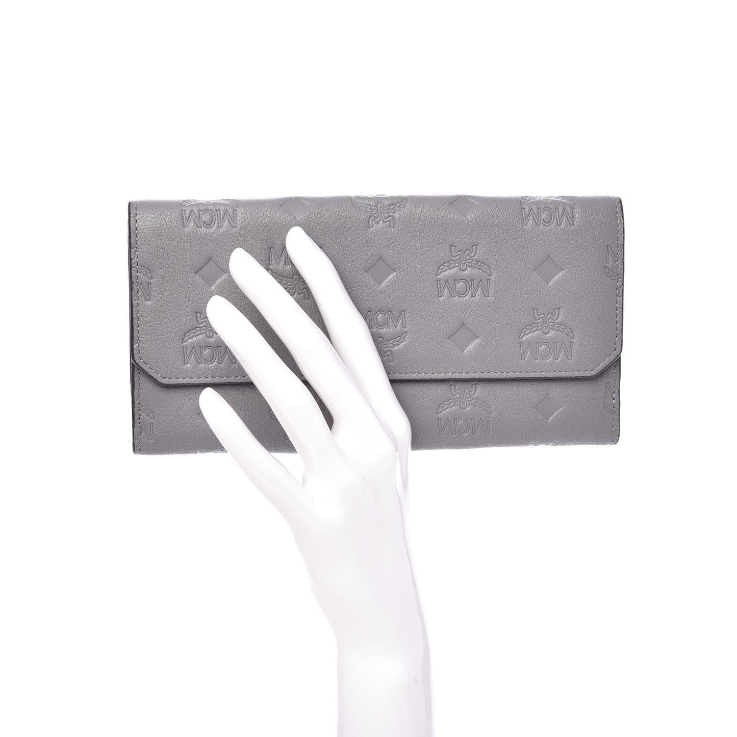 Calfskin Signature Monogram Klara Flap Wallet Grey