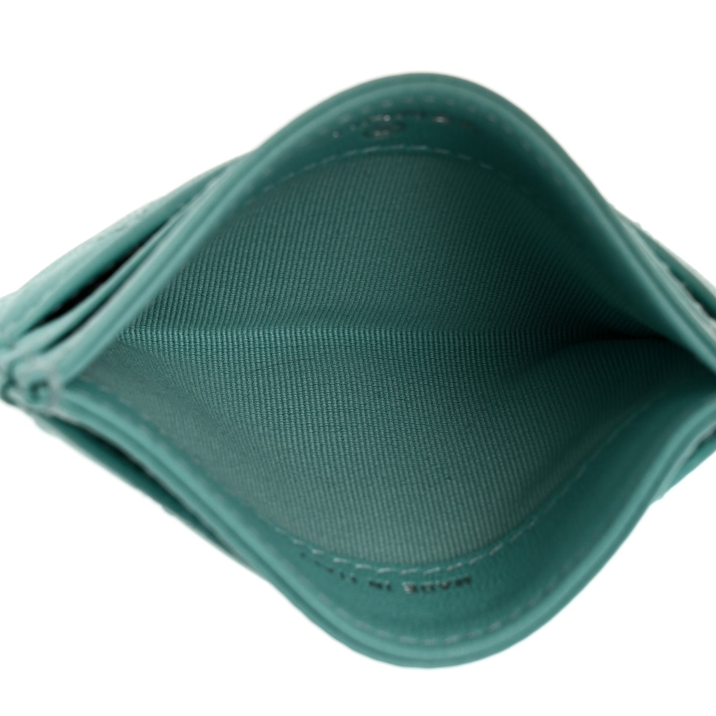 Lambskin Quilted Card Holder Turquoise
