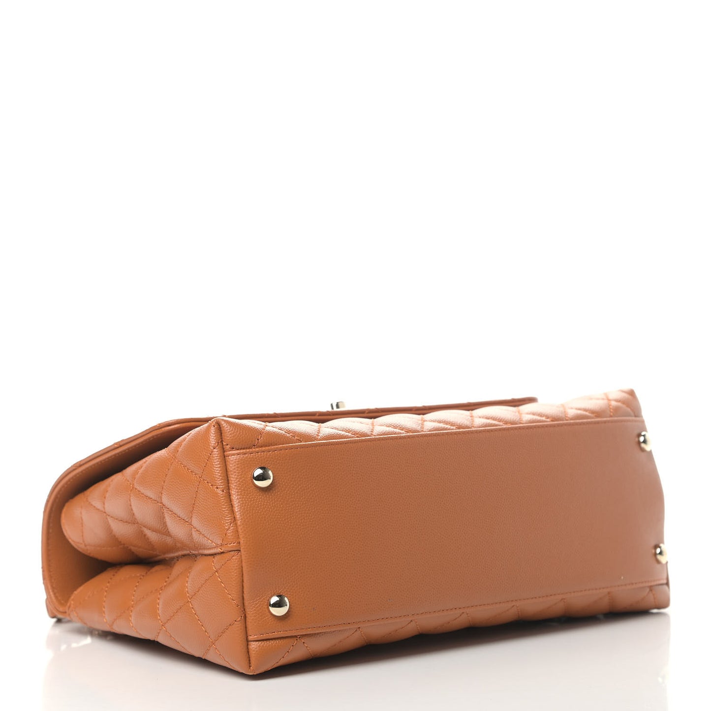 Caviar Quilted Small Coco Handle Flap Light Brown