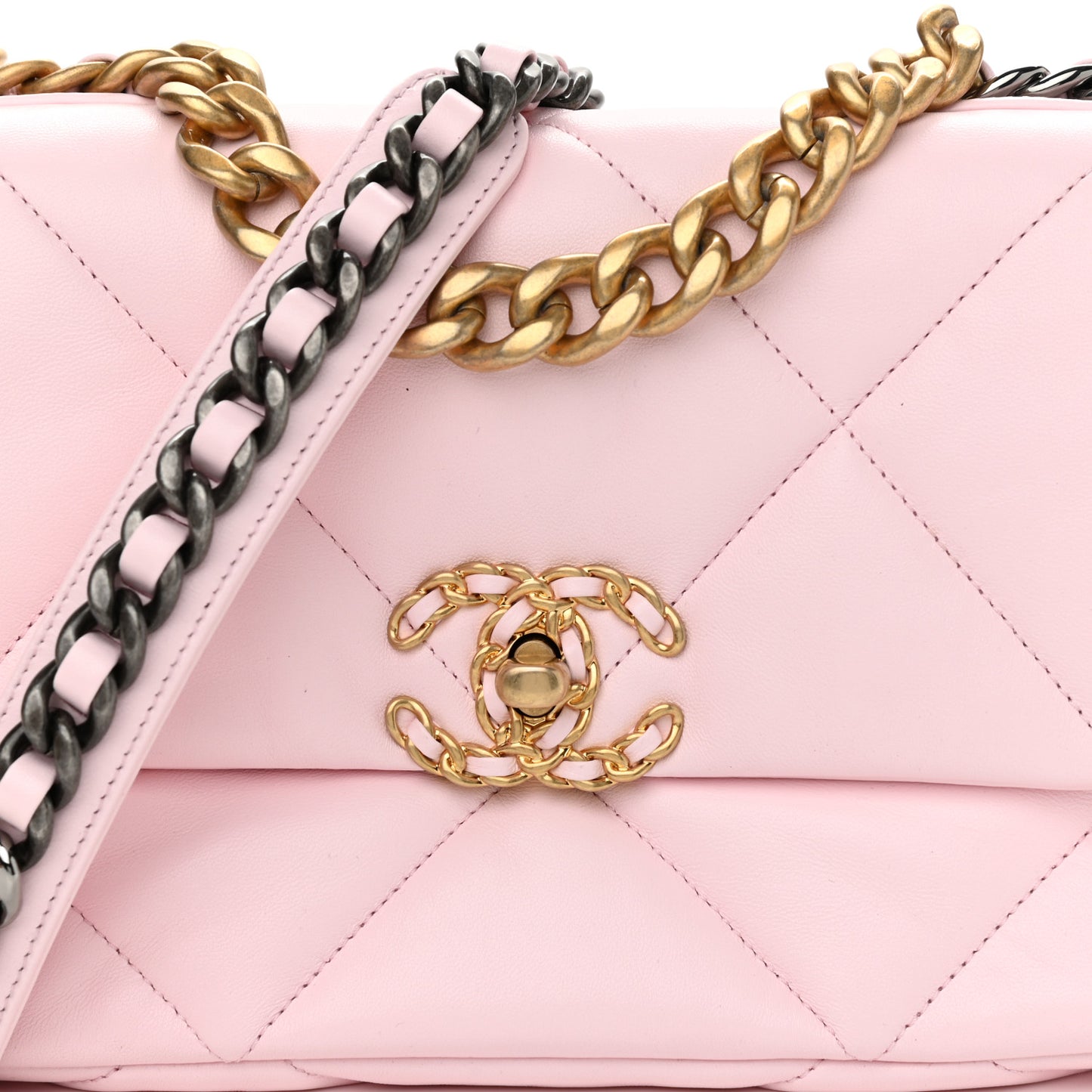 Lambskin Quilted Medium Chanel 19 Flap Light Pink