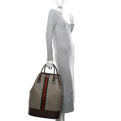 Gucci GG Supreme Monogram Textured Dollar Calfskin Web Savoy Duffle Bag Beige Ebony 1 of 9