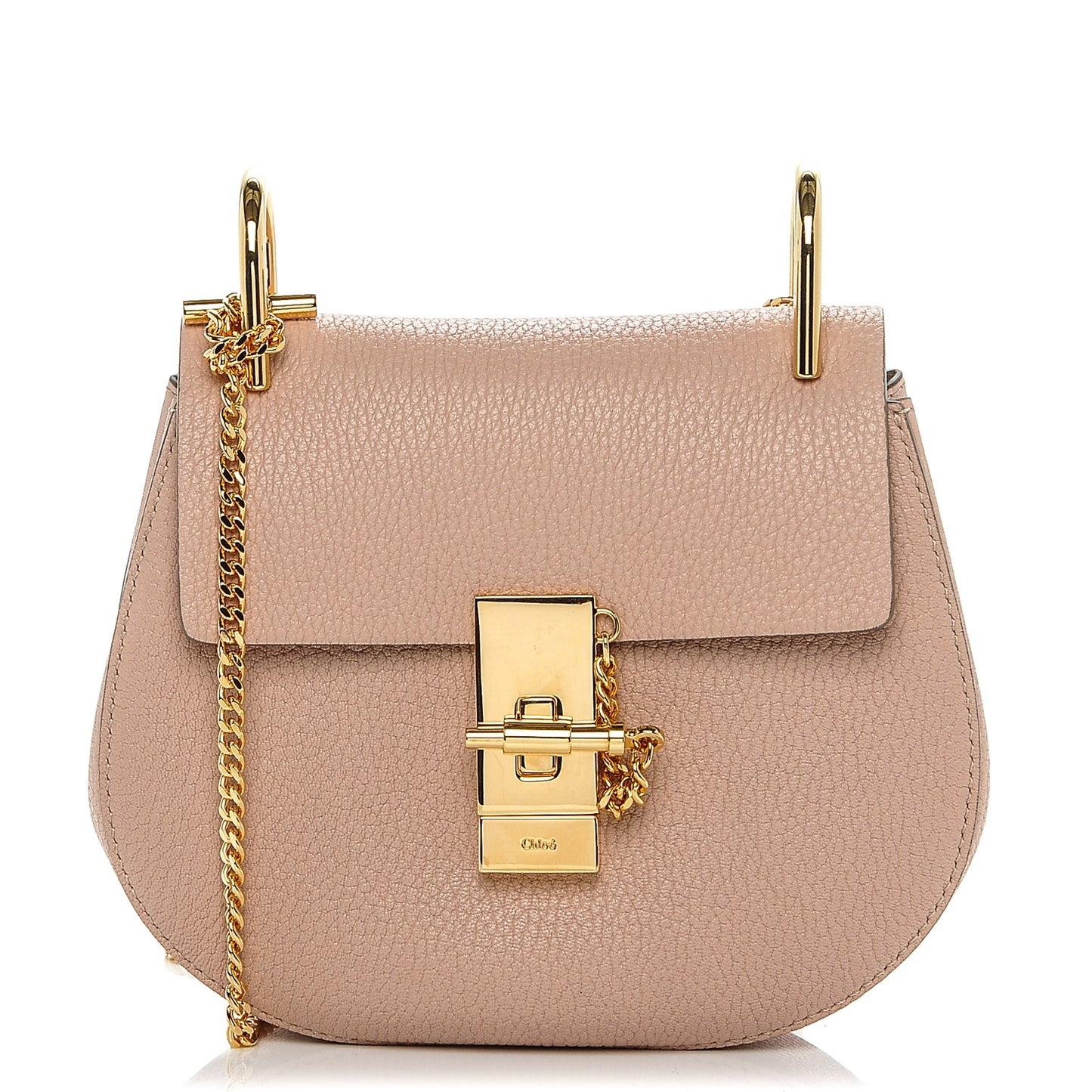 Grained Lambskin Mini Drew Shoulder Bag Cement Pink