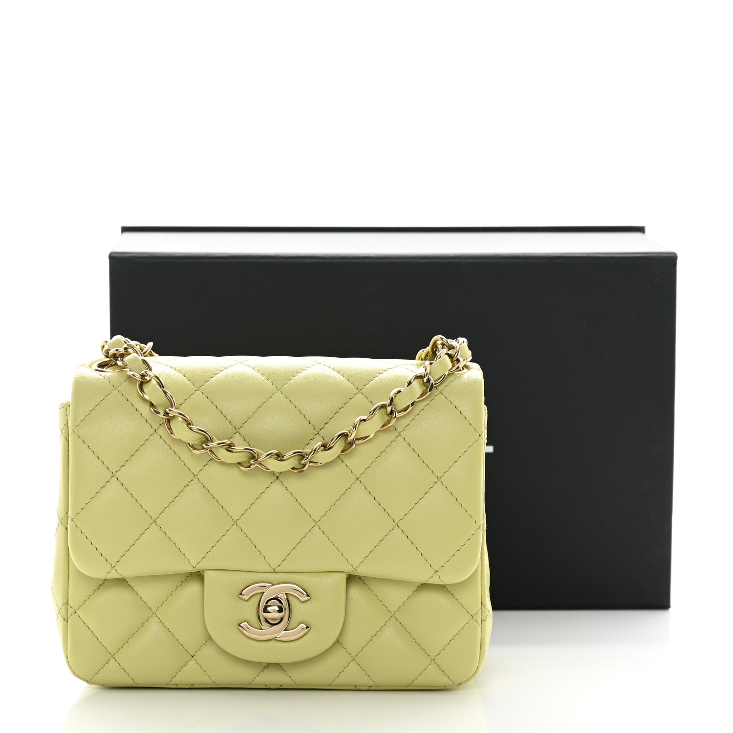 Chanel Lambskin Quilted Mini Square Flap Green 14 of 14