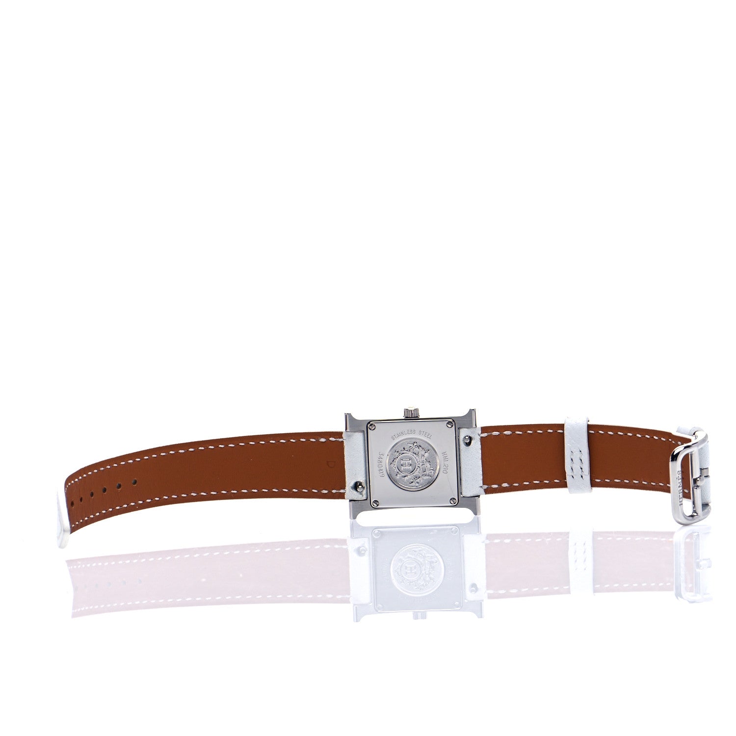 Hermes Stainless Steel Epsom Diamond Mother of Pearl 21mm Heure H Hour Quartz Watch Blanc 7 of 8