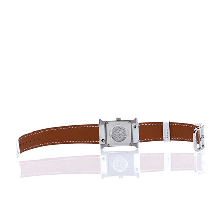 Hermes Stainless Steel Epsom Diamond Mother of Pearl 21mm Heure H Hour Quartz Watch Blanc 7 of 8