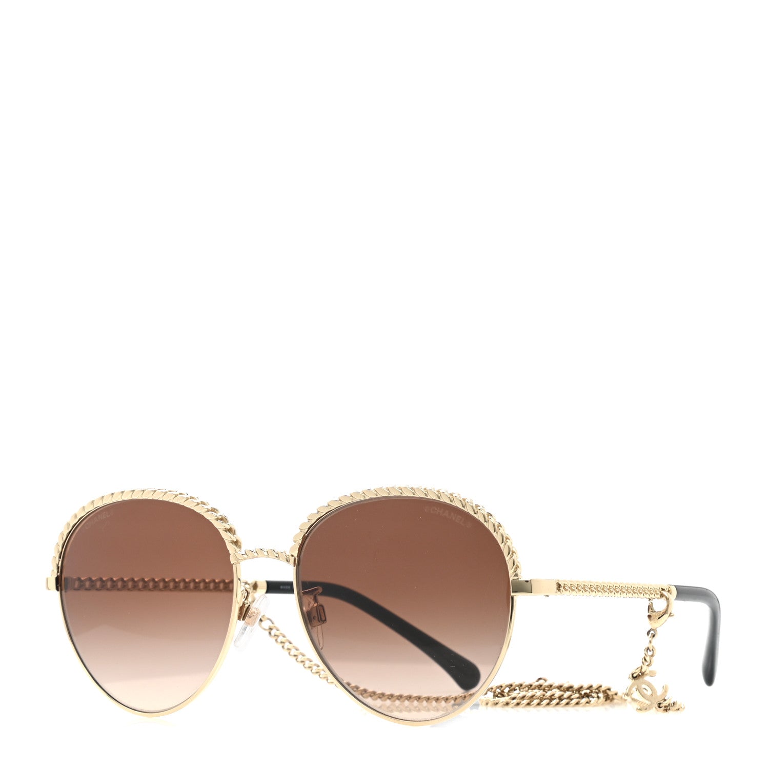 Chanel Chain Pantos Sunglasses 4242 Gold Brown 1 of 8