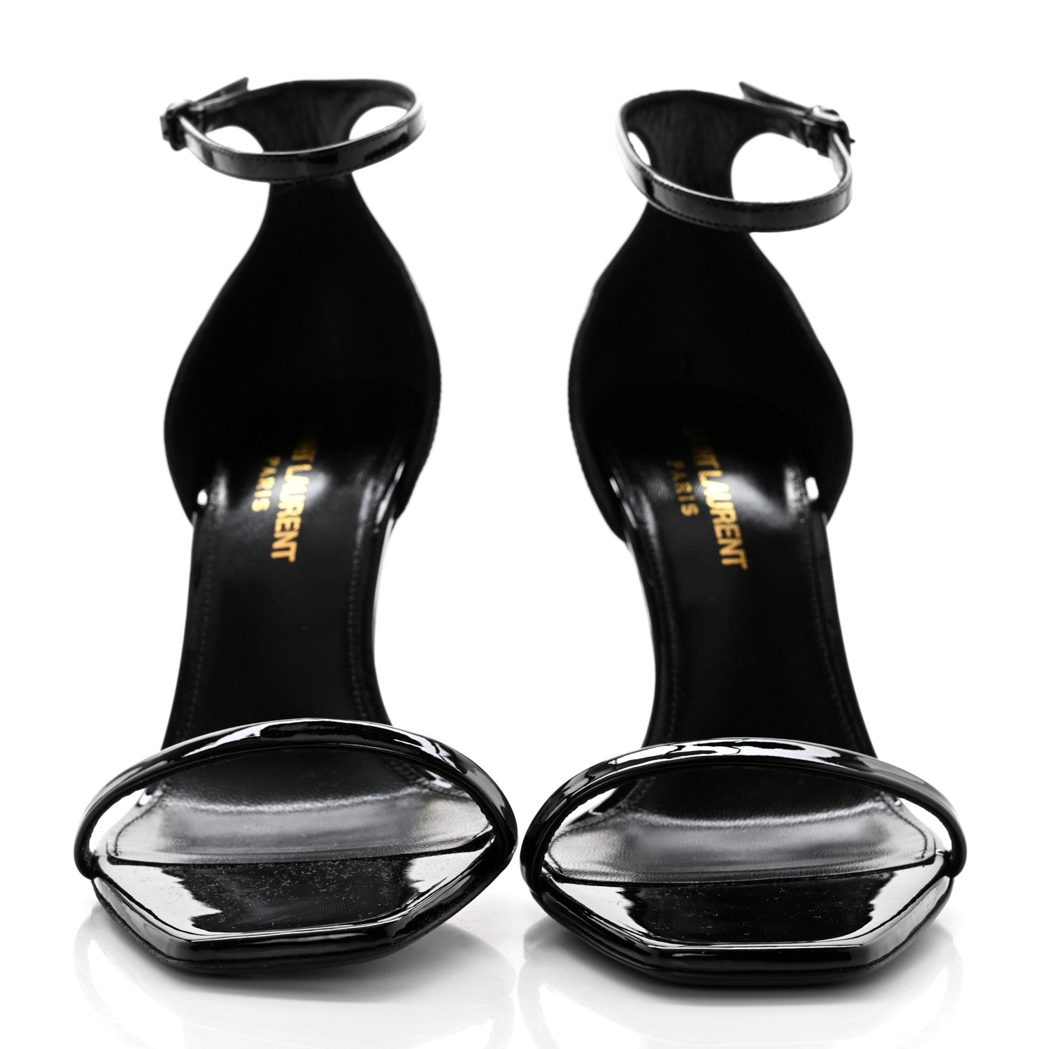 Saint Laurent Patent Calfskin Opyum 110 Sandals 37 Black Gold 2 of 9
