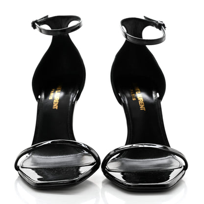 Saint Laurent Patent Calfskin Opyum 110 Sandals 37 Black Gold 2 of 9