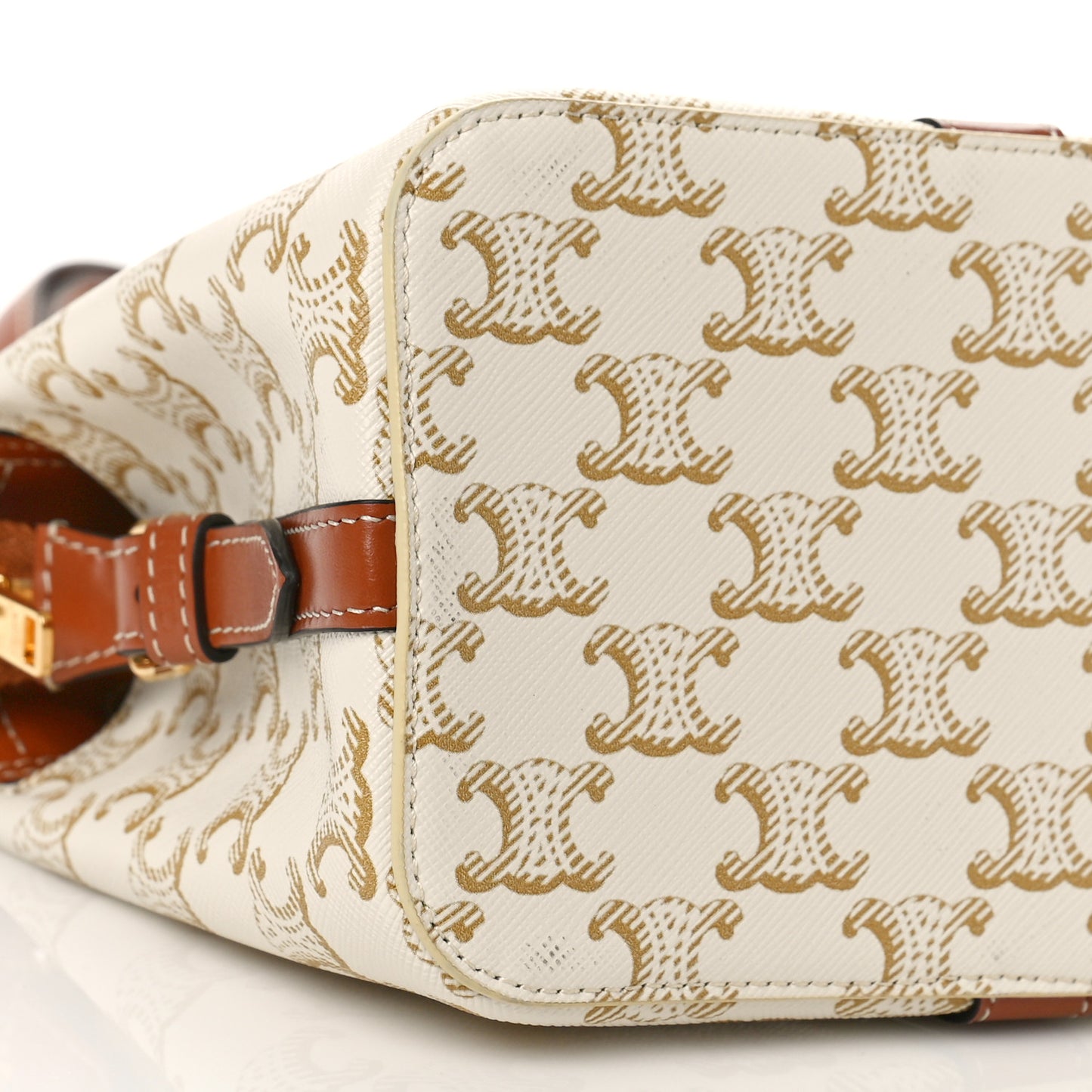 Calfskin Canvas Triomphe Teen Cabas De France White