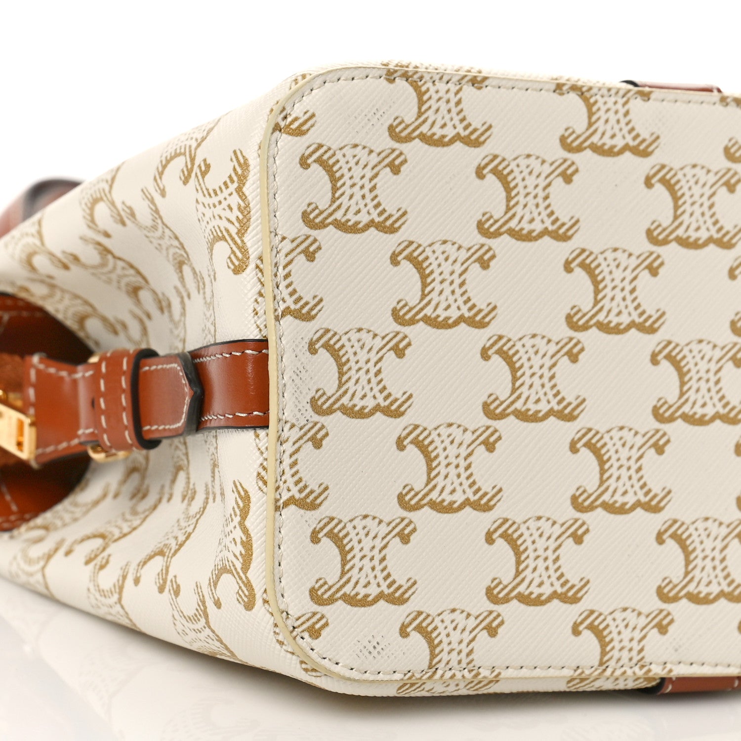 Celine Calfskin Canvas Triomphe Teen Cabas De France White 6 of 8
