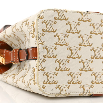 Celine Calfskin Canvas Triomphe Teen Cabas De France White 6 of 8