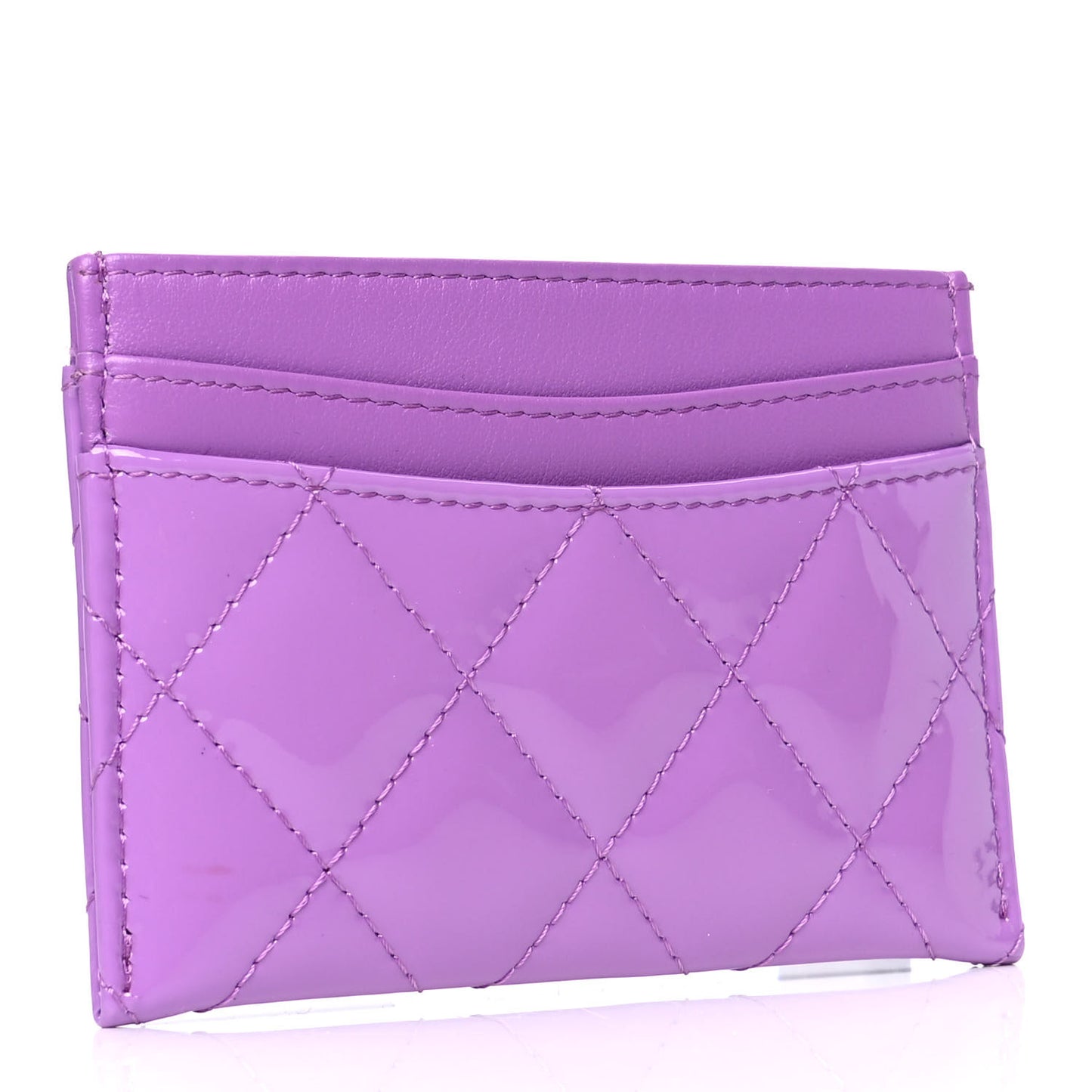 Patent Quilted Card Holder Purple