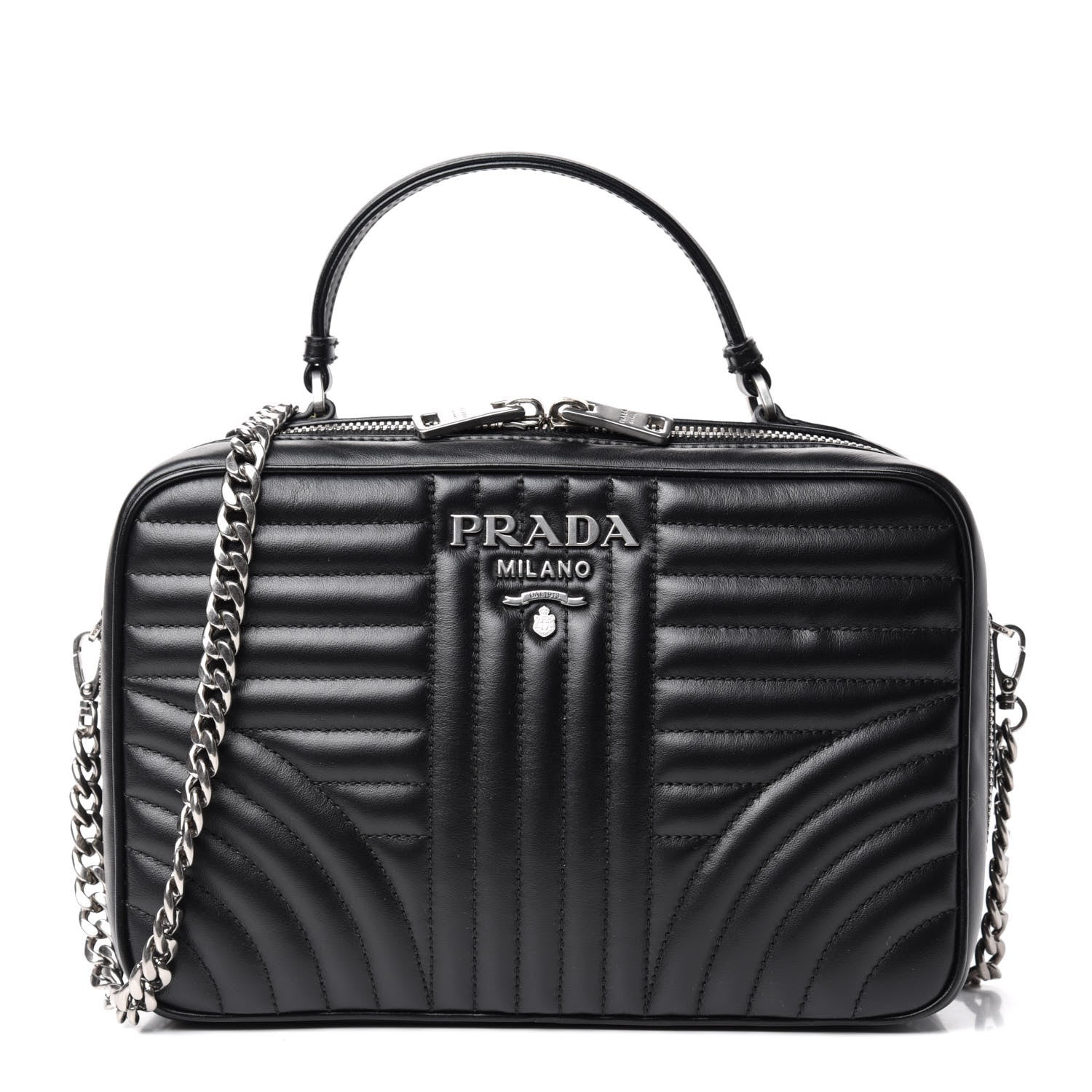 Prada Soft Calfskin Medium Diagramme Crossbody Bag Black 1 of 9