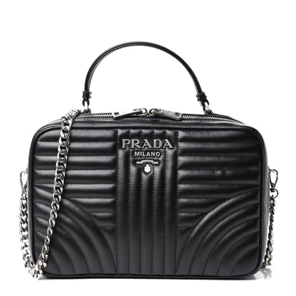 Prada Soft Calfskin Medium Diagramme Crossbody Bag Black 1 of 9