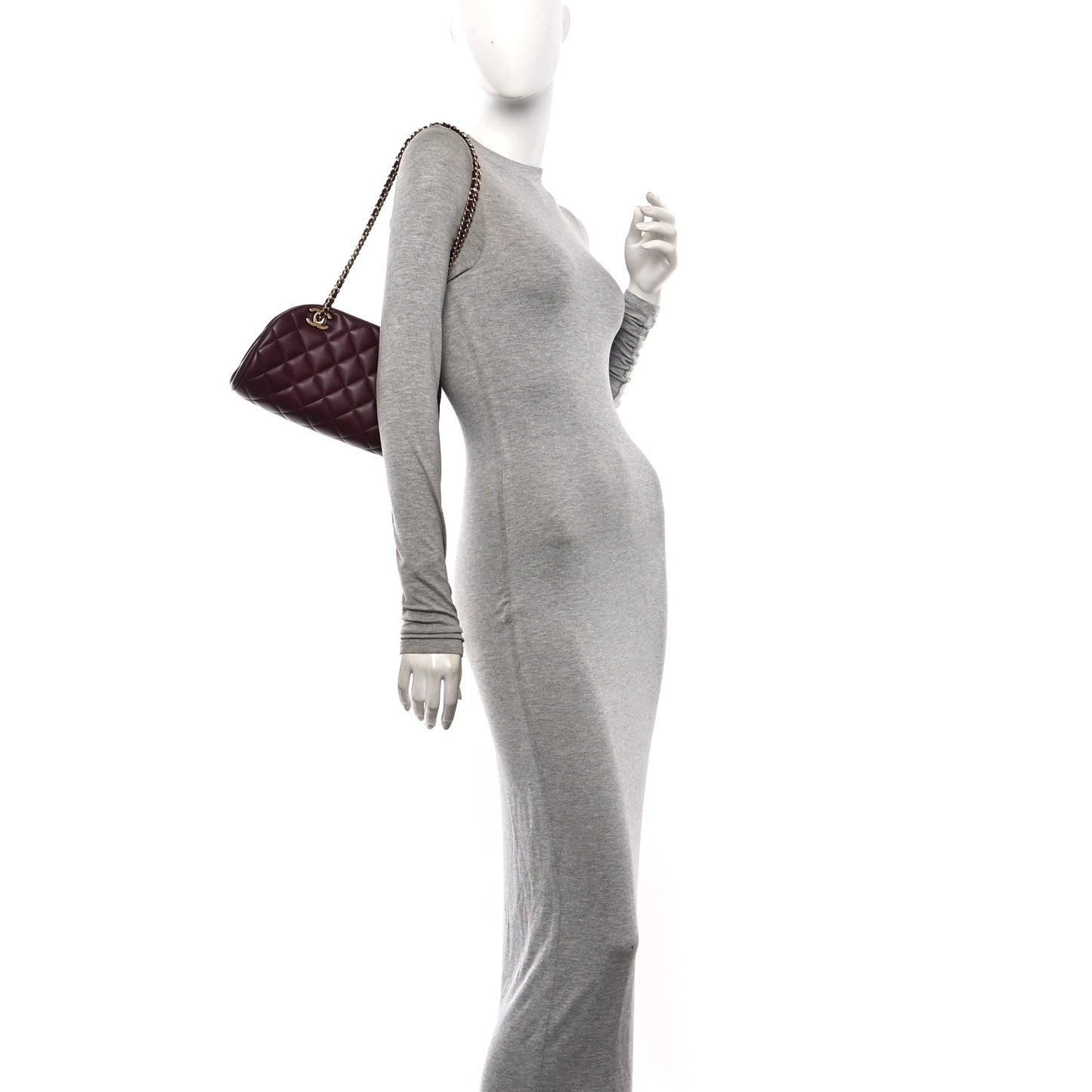 Lambskin Quilted CC Clutch With Chain Burgundy