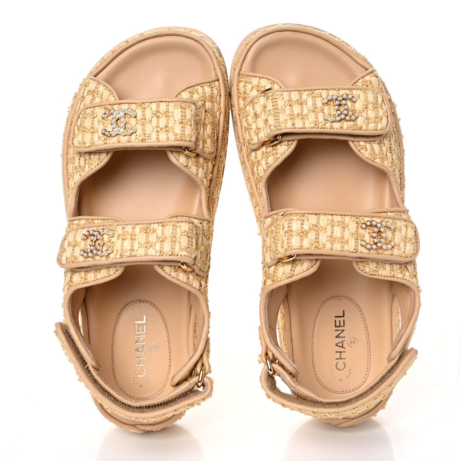 Chanel Braided Fabric Velcro Dad Sandals 36.5 Beige 8 of 12
