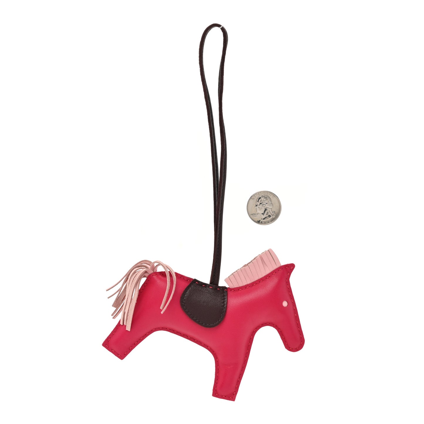 Milo Lambskin Grigri Rodeo Horse Bag Charm MM Rose Sakura Framboise Rouge Sellier