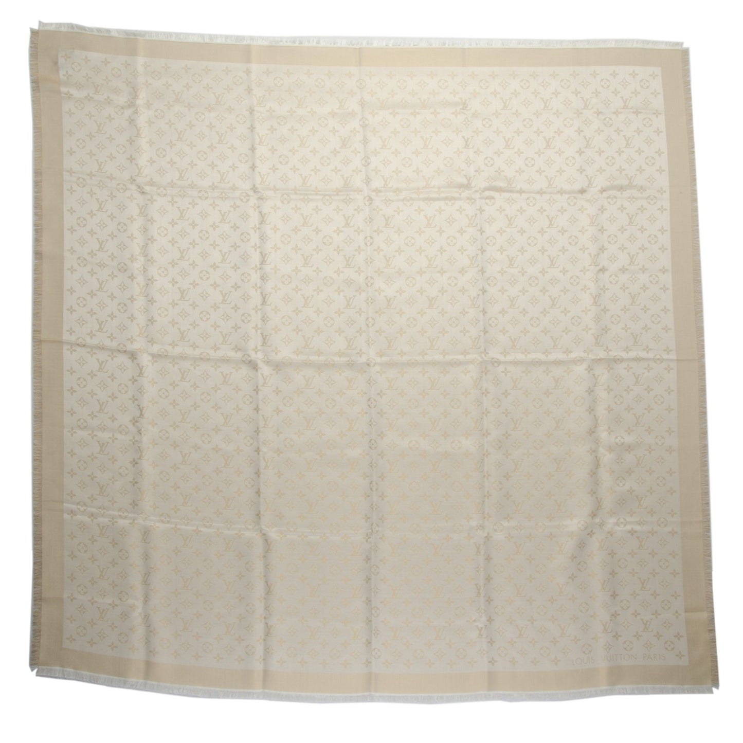 Silk Lurex Wool Monogram Shine Shawl Beige