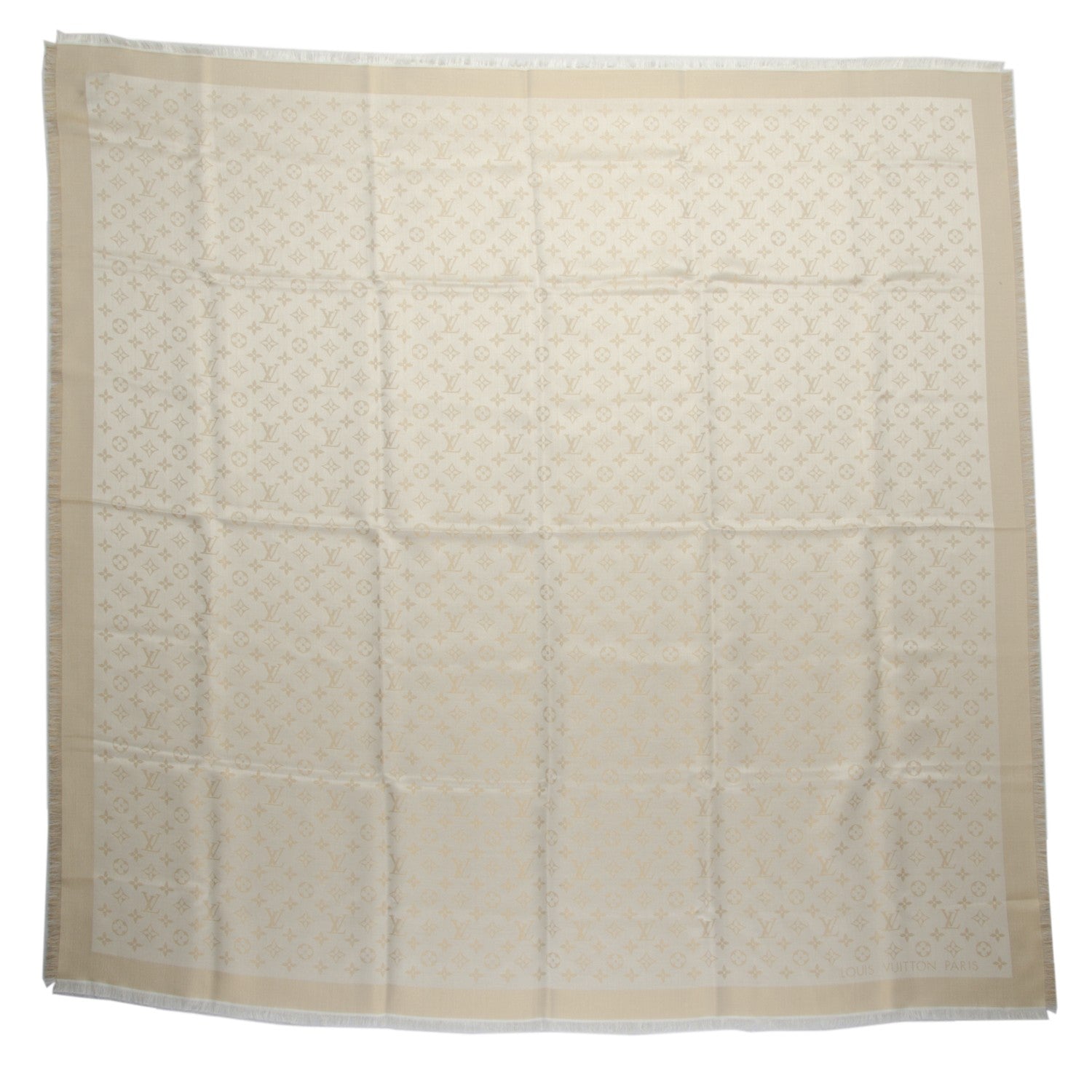Louis Vuitton Silk Lurex Wool Monogram Shine Shawl Beige 2 of 4
