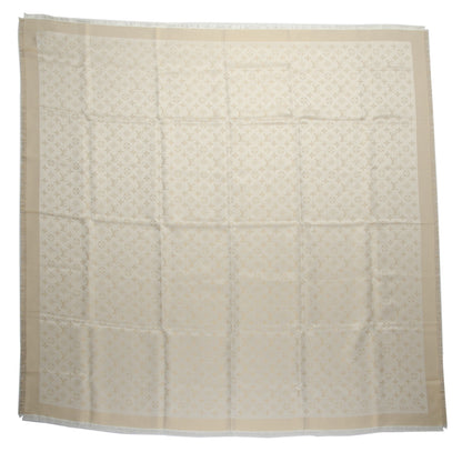 Louis Vuitton Silk Lurex Wool Monogram Shine Shawl Beige 2 of 4