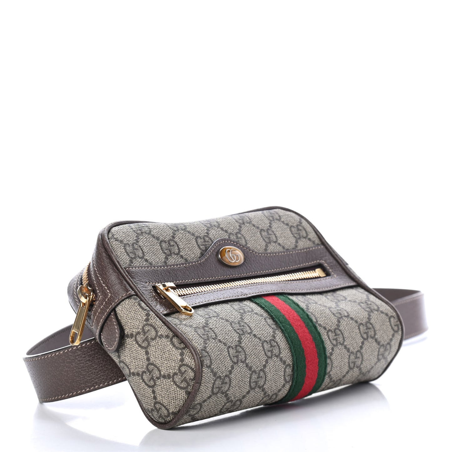 GG Supreme Monogram Web Small Ophidia Belt Bag 105 42 Dark Brown