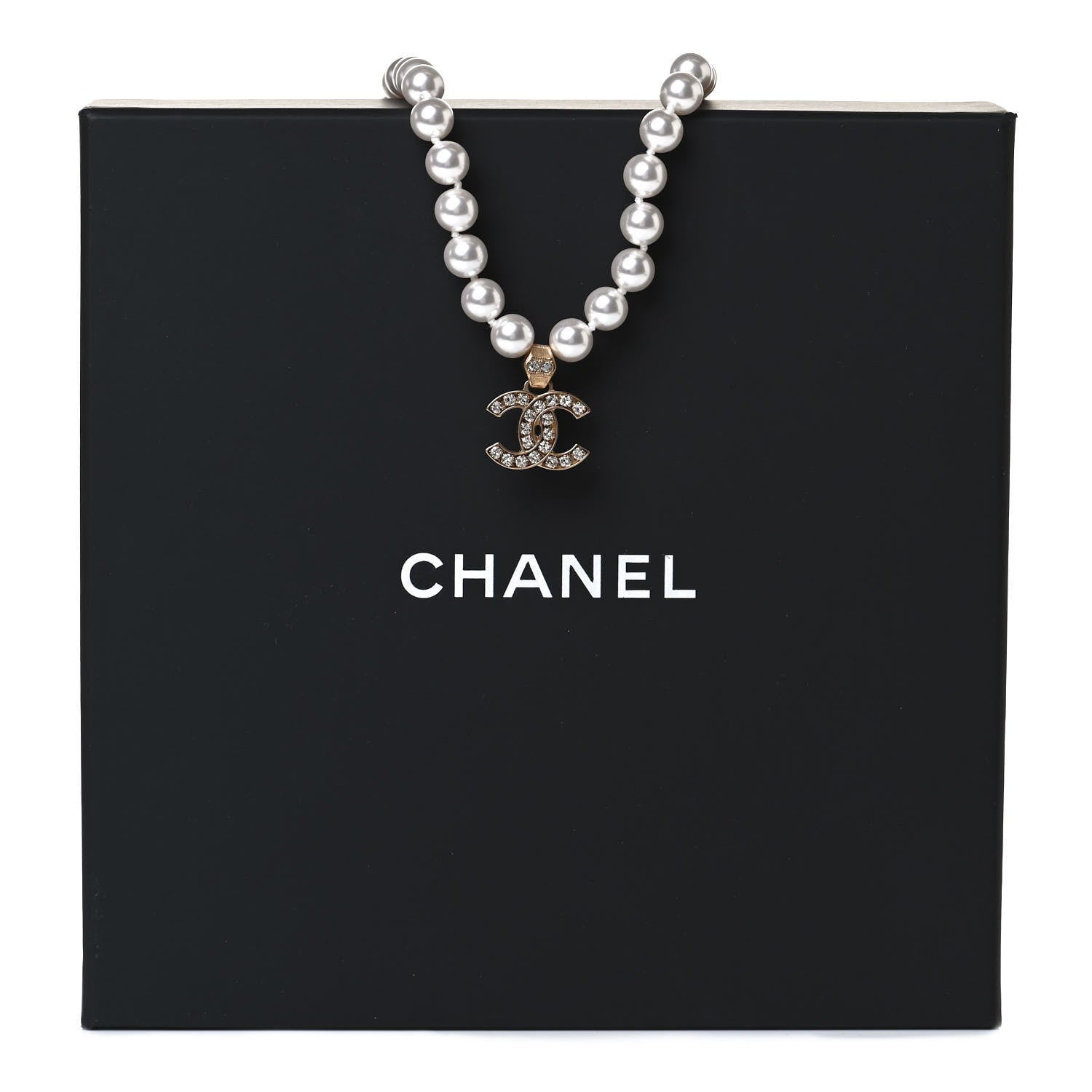 Chanel Pearl Crystal CC Short Necklace Gold 5 of 5