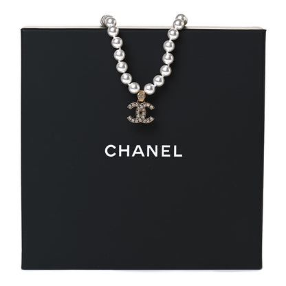 Chanel Pearl Crystal CC Short Necklace Gold 5 of 5