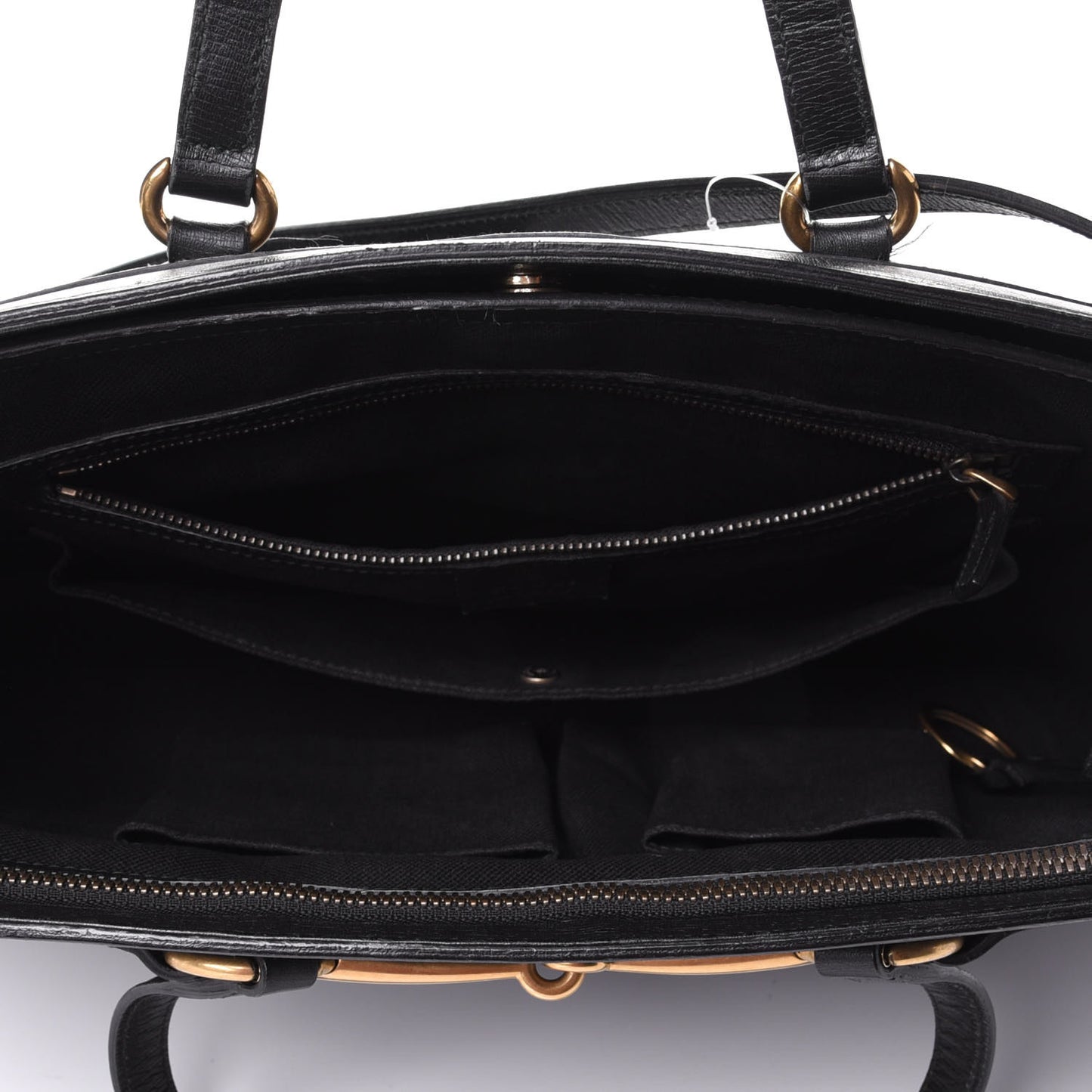 Textured Calfskin Large Bright Bit Tote Black