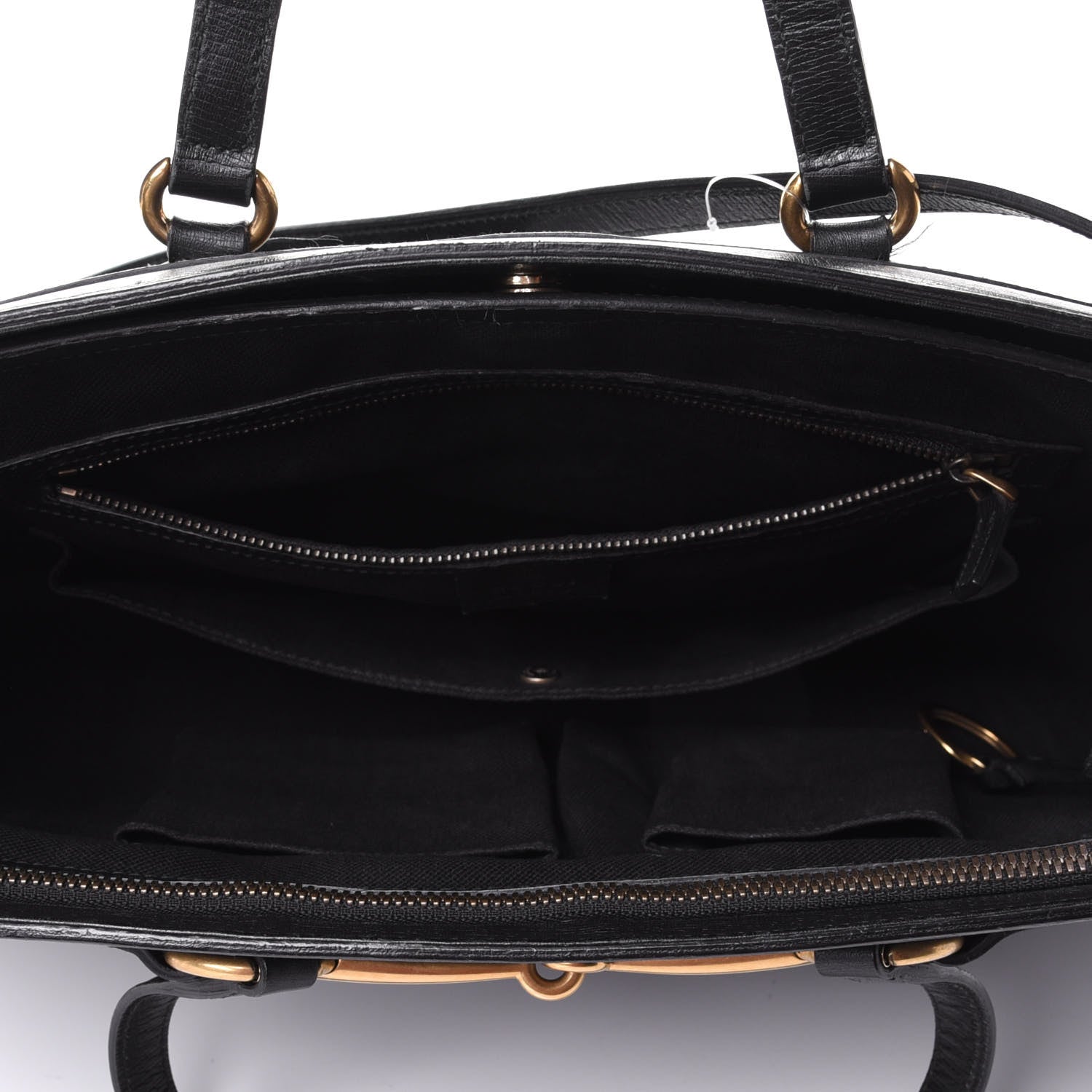 Gucci Textured Calfskin Large Bright Bit Tote Black 5 of 10
